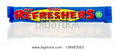 Winneconnie WI - 18 July 2016: Package of Swizzels refreshers on an isolated background.
