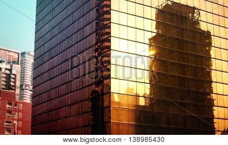 Building Exterior City Urban Office Reflection Concept
