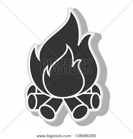 Wood fire flammes , isolated black and white flat icon design