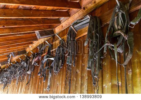 Old and antique horse accessoryes in nineteen century village