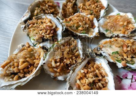 Grilled Oysters With Oil, Green Onion, Roasted Peanut