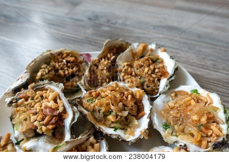 Grilled Oysters With Oil, Green Onion, Roasted Peanut