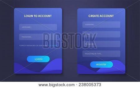 Login Form Page. Web Form Set Creat Account