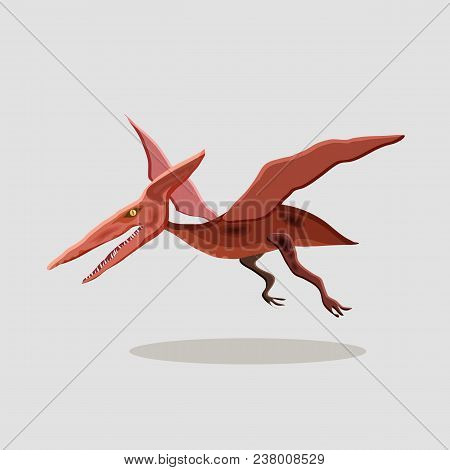 Vector Cartoon  Illustration Of A Dinosaur. Pteranodon.