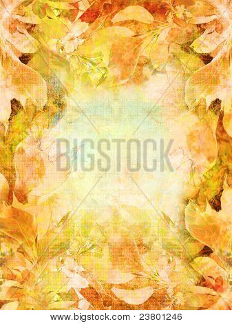 เบื้องหลัง autumnal ด้วยใบไม้สีส้มและเนื้อ