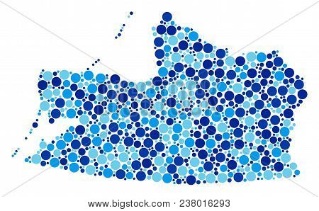 Kaliningrad Region Map Composition Of Dots In Different Sizes And Blue Color Tints. Random Filled Ci