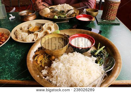 Staple Food Of Nepal. Nepali Dal Bhat Set