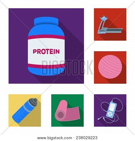 Gym And Training Flat Icons In Set Collection For Design. Gym And Equipment Vector Symbol Stock  Ill