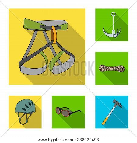 Mountaineering And Climbing Flat Icons In Set Collection For Design. Equipment And Accessories Vecto