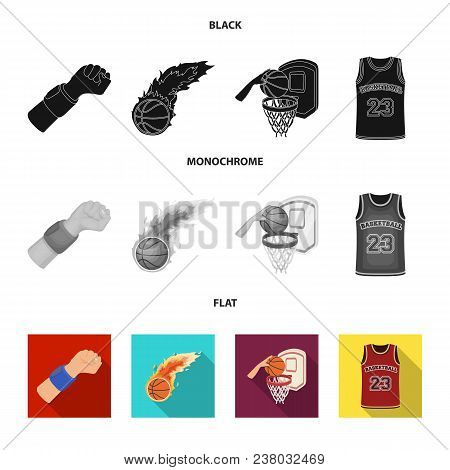 Basketball And Attributes Black, Flat, Monochrome Icons In Set Collection For Design.basketball Play