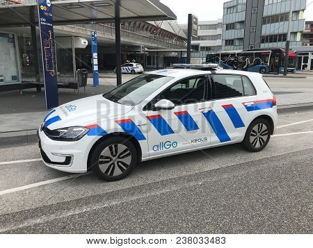 Almere, Flevoland, The Netherlands - March 17, 2018: Volkswagen Golf Security And Safety Car From Pu