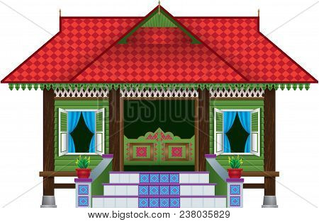 A Beautiful Traditional Wooden Malay Style Village House.