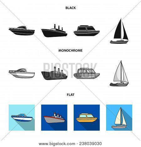 Protection Boat, Lifeboat, Cargo Steamer, Sports Yacht.ships And Water Transport Set Collection Icon