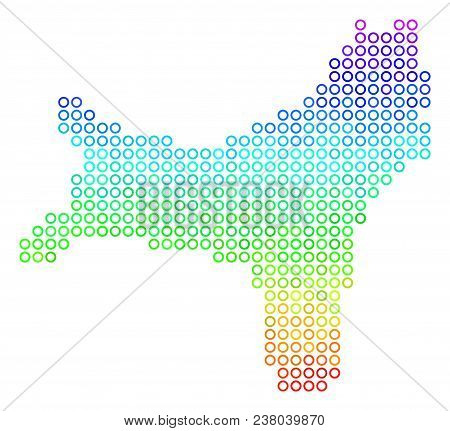 Spectral Christmas Island Map. Vector Geographic Map In Bright Spectrum Color Hues. Spectrum Has Ver