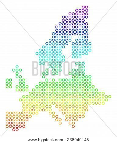 Spectral European Union Map. Vector Geographic Map In Bright Spectral Color Tinges. Spectrum Has Ver