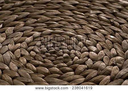 Round Straw Mat Texture. Abstract Background And Texture For Design.