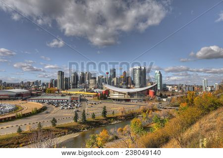 The Calgary, Alberta Skyline On A Sunny Autumn Day