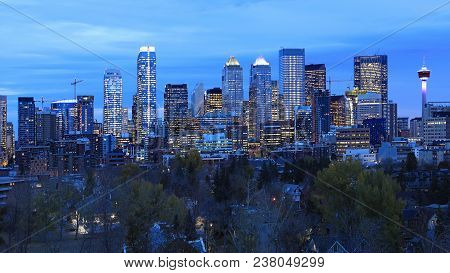 A Night View Of Calgary, Canada Skyline