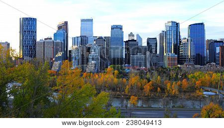 The Calgary, Canada City Center At Twilight