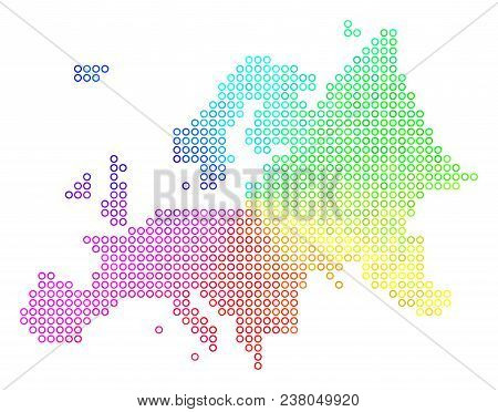 Spectral Europe Map. Vector Geographic Map In Bright Spectral Color Tones. Spectrum Has Circular Gra