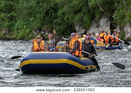 Bystraya River, Kamchatka Peninsula, Russian Far East - July 15, 2016: Summer Rafting On Kamchatka I