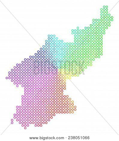 Spectrum North Korea Map. Vector Geographic Map In Bright Spectral Color Color Tints. Spectrum Has C
