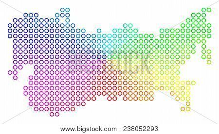 Spectrum Ussr Map. Vector Geographic Map In Bright Spectrum Color Tinges. Spectrum Has Circular Grad