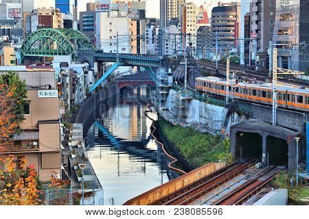 Tokyo, Japan - December 4, 2016: Ochanomizu View In Tokyo, Japan. Ochanomizu Is Known For Its Multi 