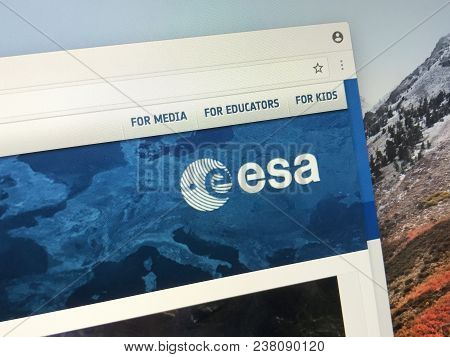 Amsterdam, The Netherlands - March 27, 2018: Official Homepage Of European Space Agency Esa.