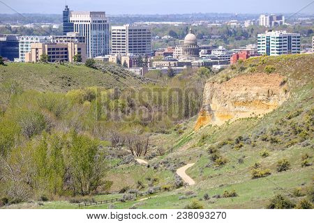 Downtown Boise, Idaho Foothills In The Spring