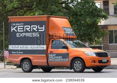 Chiang Mai, Thailand - April  5 2018:   Kerry Logistic Container Pickup Truck.   Photo At Road No 12