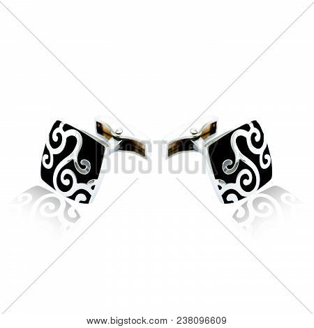 Silver Cuff Links On White