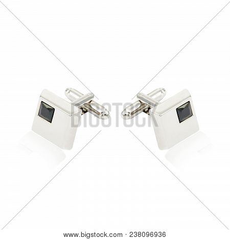 Silver Cuff Links On White