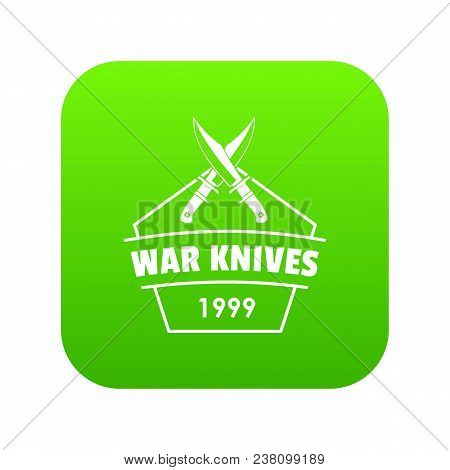 Knive War Icon Green Vector Isolated On White Background