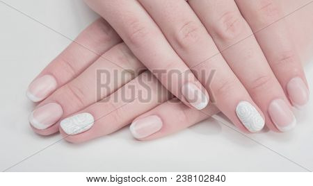 Women's Hands With Clean Manicure. Gel Polish Applied.