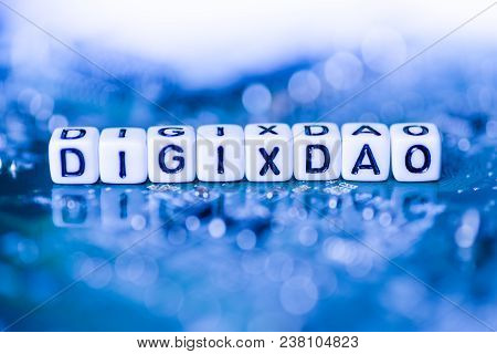 Word Digixdao Formed By Alphabet Blocks On Mother Cryptocurrency Closeup