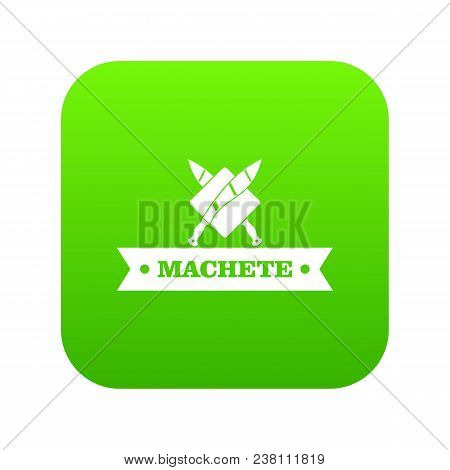 Machete Icon Green Vector Isolated On White Background