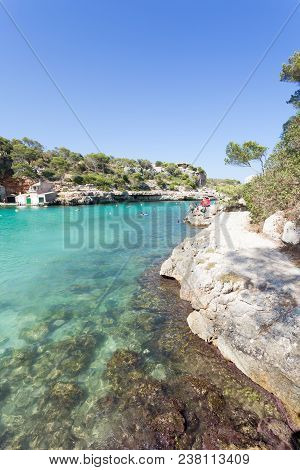 Cala Llombards, Mallorca, Spain - August 2016 - Turquoise Water At The Beach Of Cala Llombards