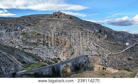 Bottom View Of Ermita Del Santo Cristo In Bocairent, With Zigzag Ascent