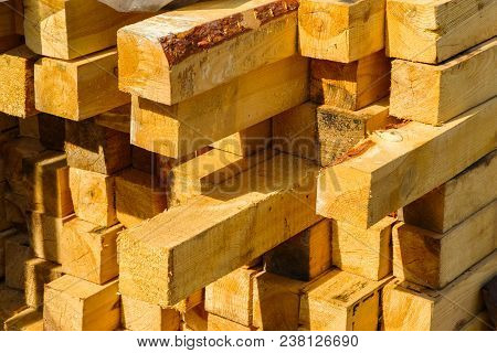 Folded Edged And Unedged Timber After Sawing