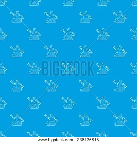 Robot With Caterpillar Track Pattern Vector Seamless Blue Repeat For Any Use