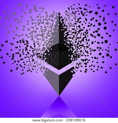 Ether Grows, Bitcoin Fails Illustration, The Sign Is Falling Apart