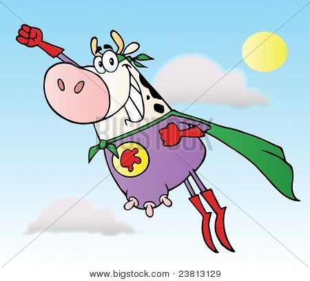 Hvid superhelt ko flyver