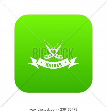 Knive Weapon Icon Green Vector Isolated On White Background