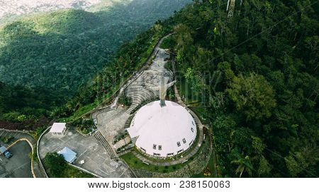 Puerto Plata, Dominican Republic. The Giant Statue Of Christ The Redeemer On Pico Isabel De Torres. 