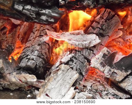 Flames Smoke And Hot Coals Of Fire.