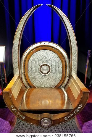 T'Challa's Throne from Black Panther. Costume exhibition at the premiere of Disney and Marvel's 'Avengers: Infinity War' held at the El Capitan Theatre in Hollywood, USA on April 23, 2018.