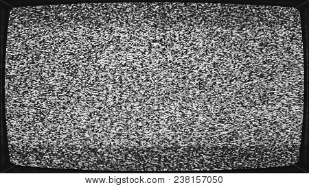 Old Vintage Crt Tv Screen 16x9 With Static Noise For Backgroung