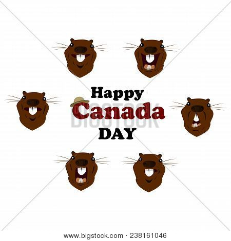 Concept On The Day Of Canada, Holiday Beaver On Isolated Background, Vector