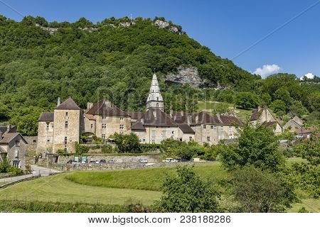 Panoramic View Of Small Village Baume Les Messieurs In French Jura Region, Department Bourgogne.